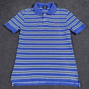 Polo Ralph Lauren Polo Shirt Boys Large 14-16 Blue White Stripe Short Sleeve